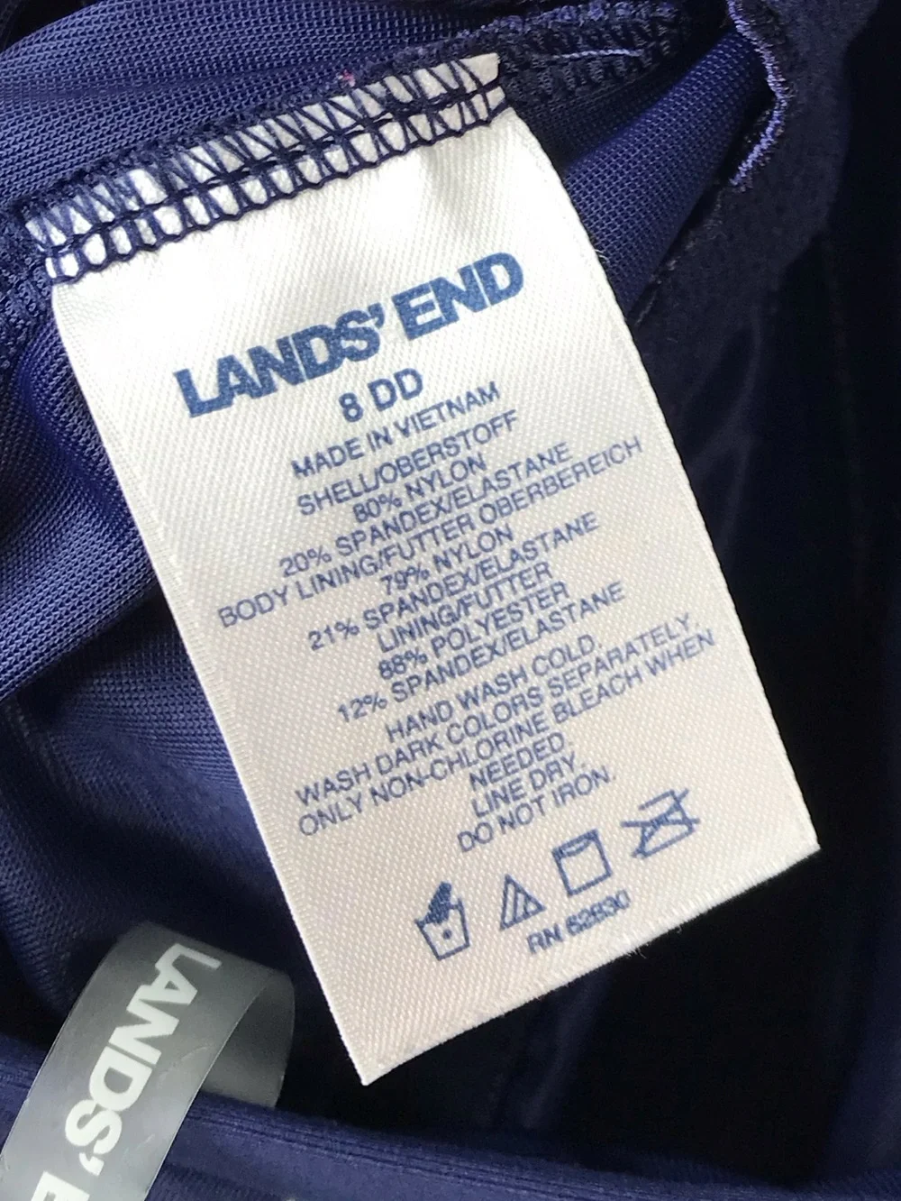 Lands' End Navy Floral Tankini Top with Aqua and Light Blue Prints Sz 8 DD